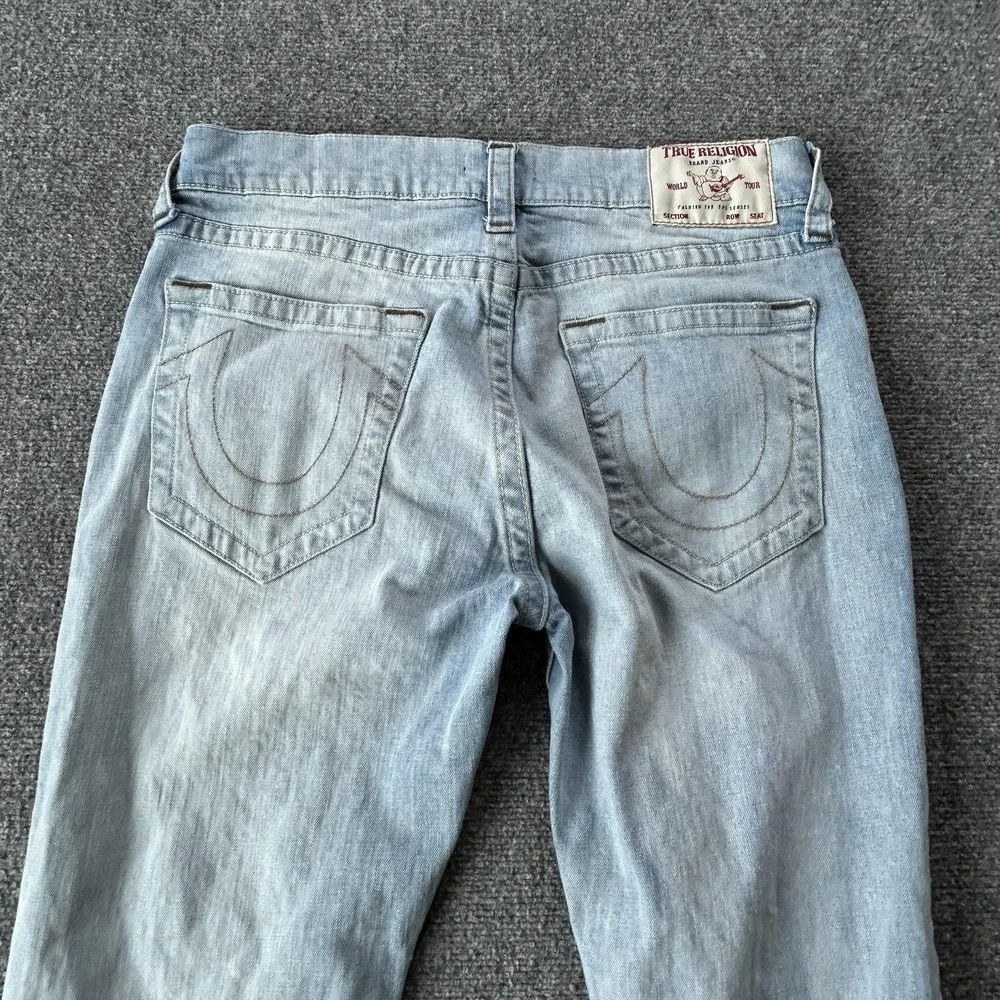 True Religion Ricky Jeans Mens 34x34 Blue Light Wash Straight Lot 2‎ No Flap